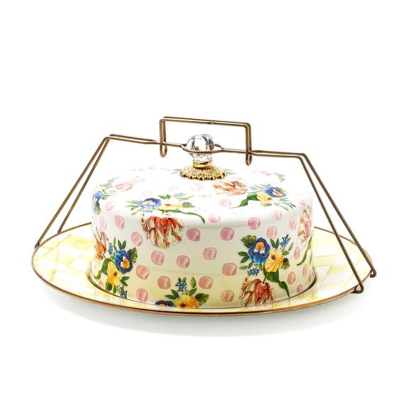 Brand New Mackenzie-Childs Wildflowers Pink Cake Carrier